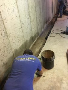 Basement waterproofing system installation